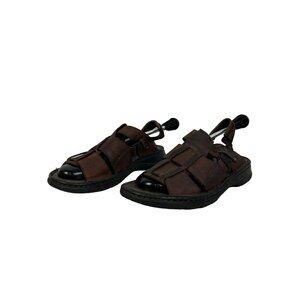 Nunn Bush Mens Fisherman Style Leather Sandals Size 10M Brown With Black Soles